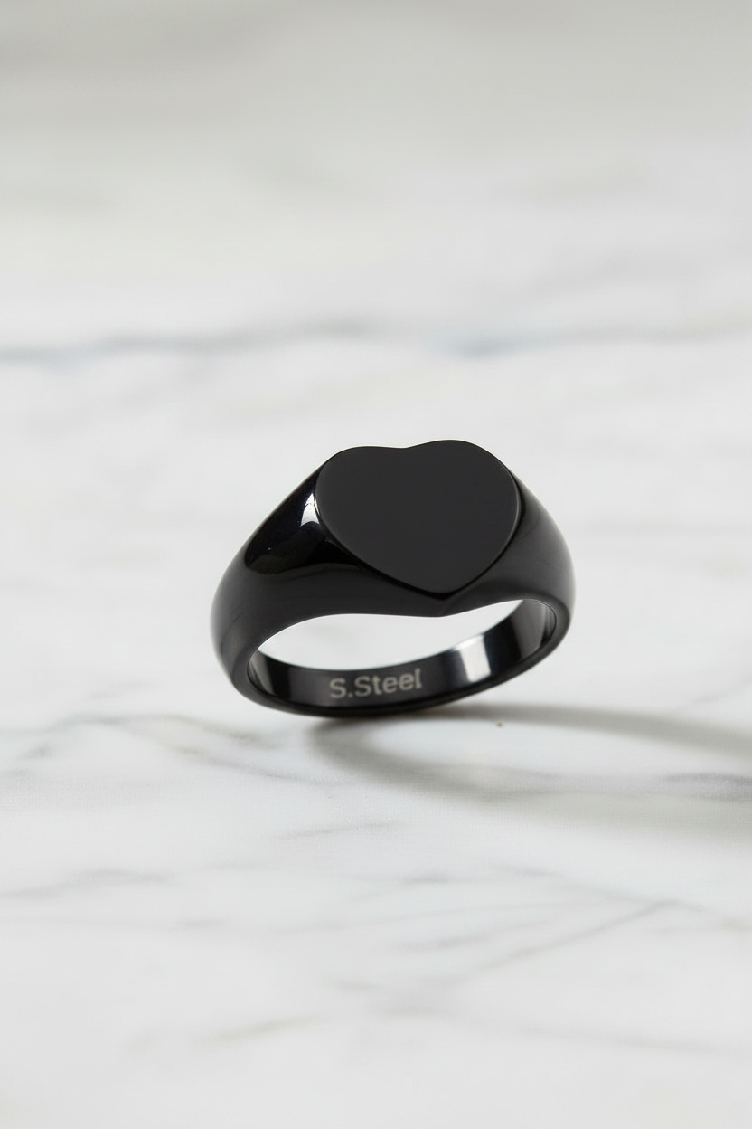 Anello cuore acciaio