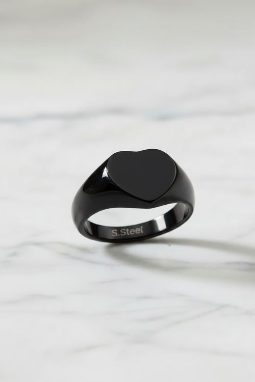 Anello cuore acciaio