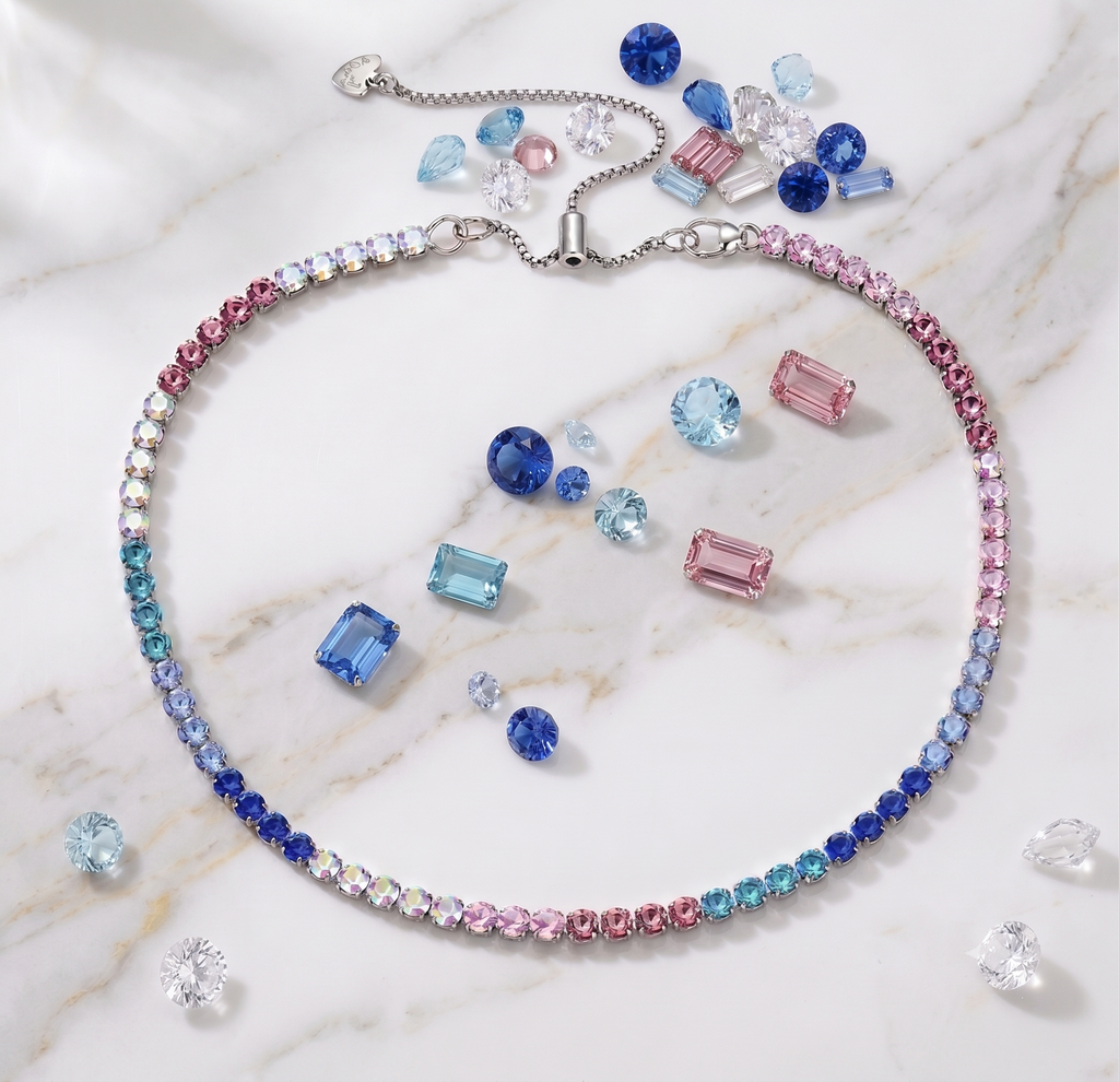 Collana tennis multicolore