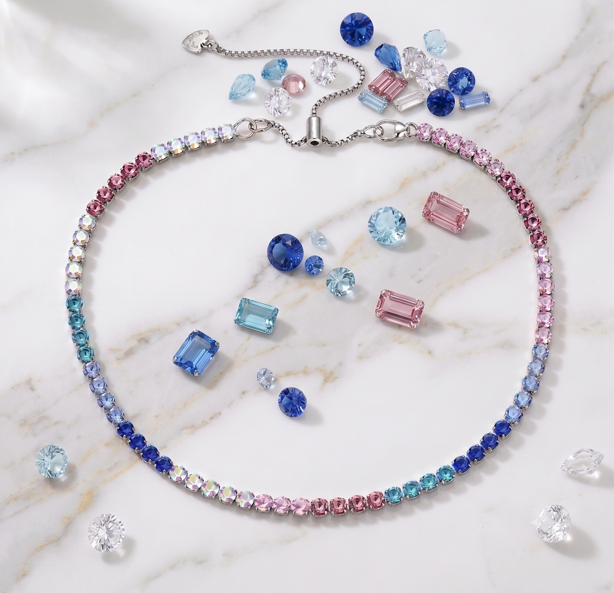 Collana tennis multicolore