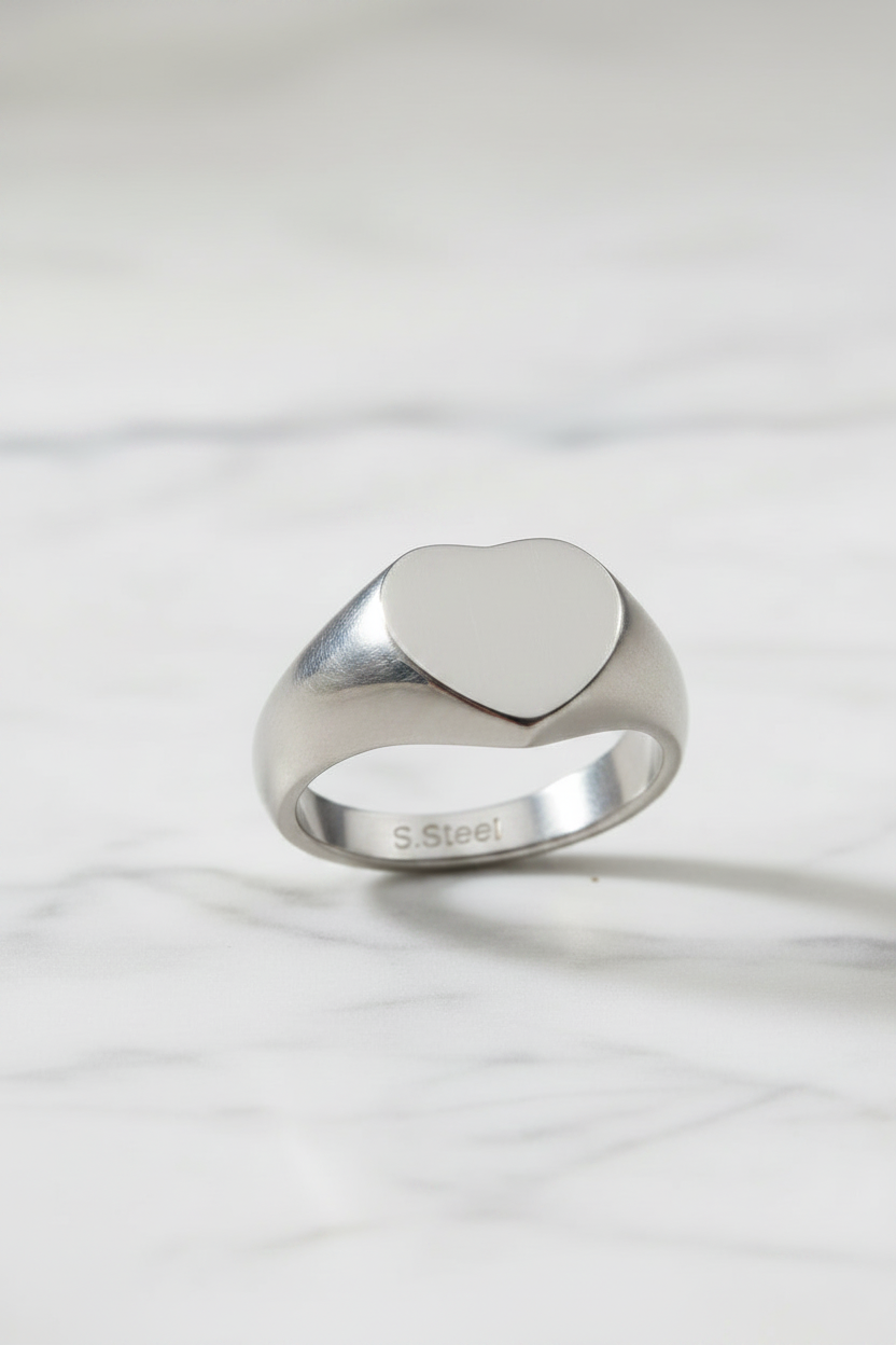 Anello cuore acciaio