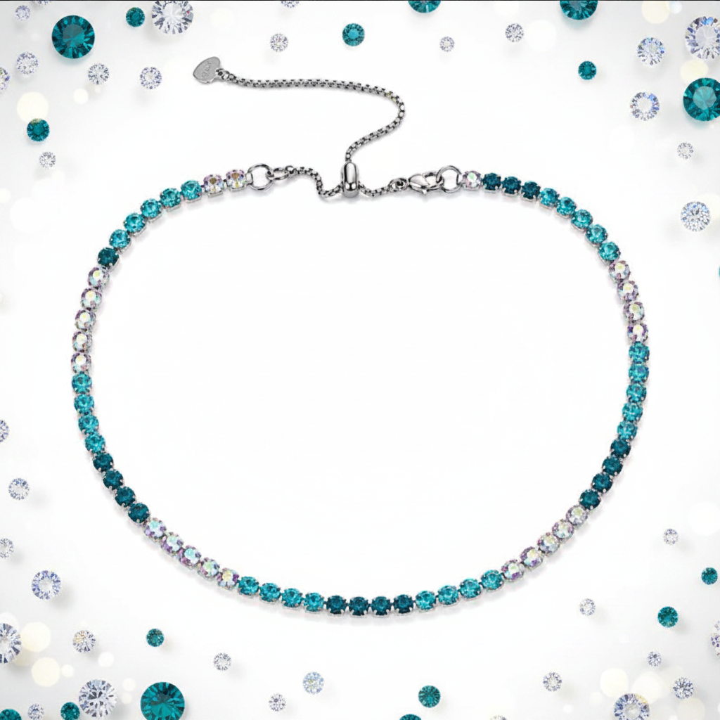 Collana tennis azzurro e aurora boreale (silver)