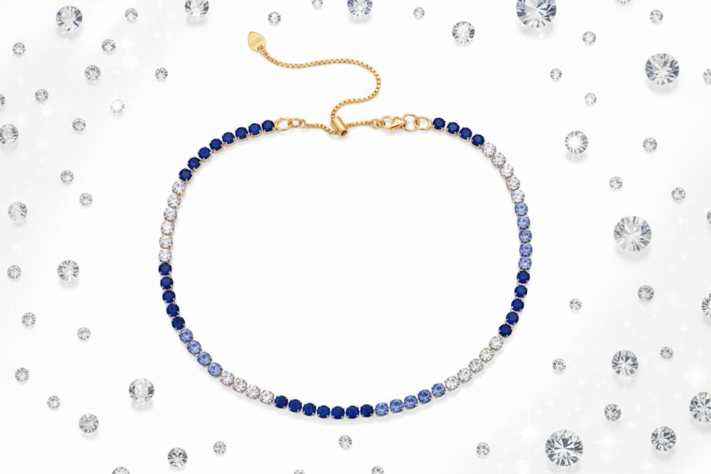 Collana tennis blu e aurora boreale