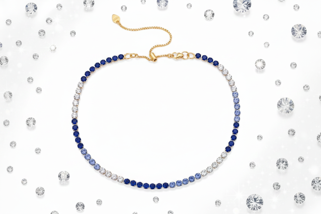 Collana tennis blu e aurora boreale