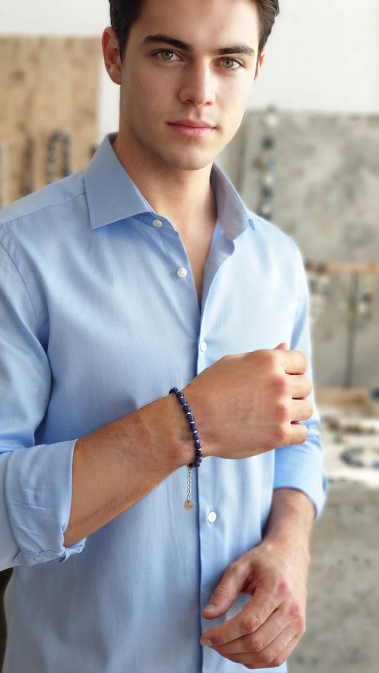 Bracciale perle blu Men
