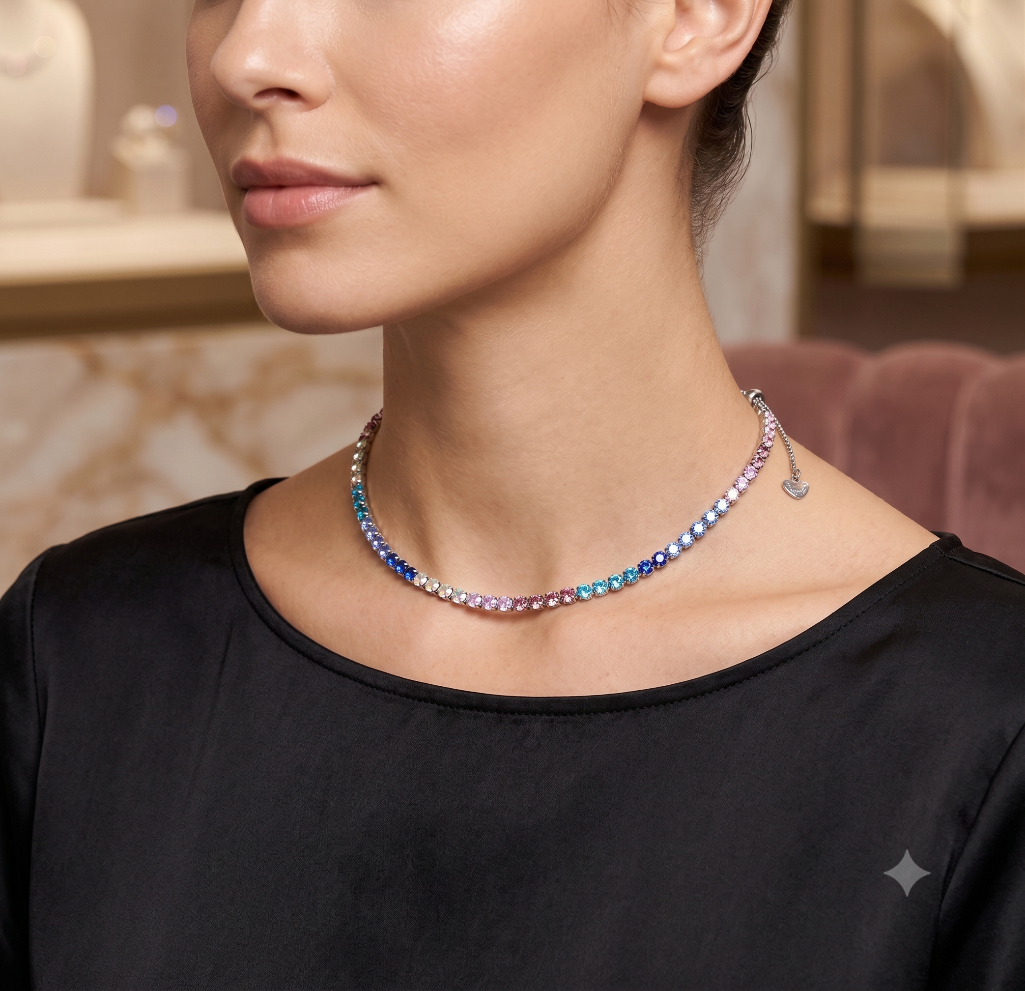 Collana tennis multicolore