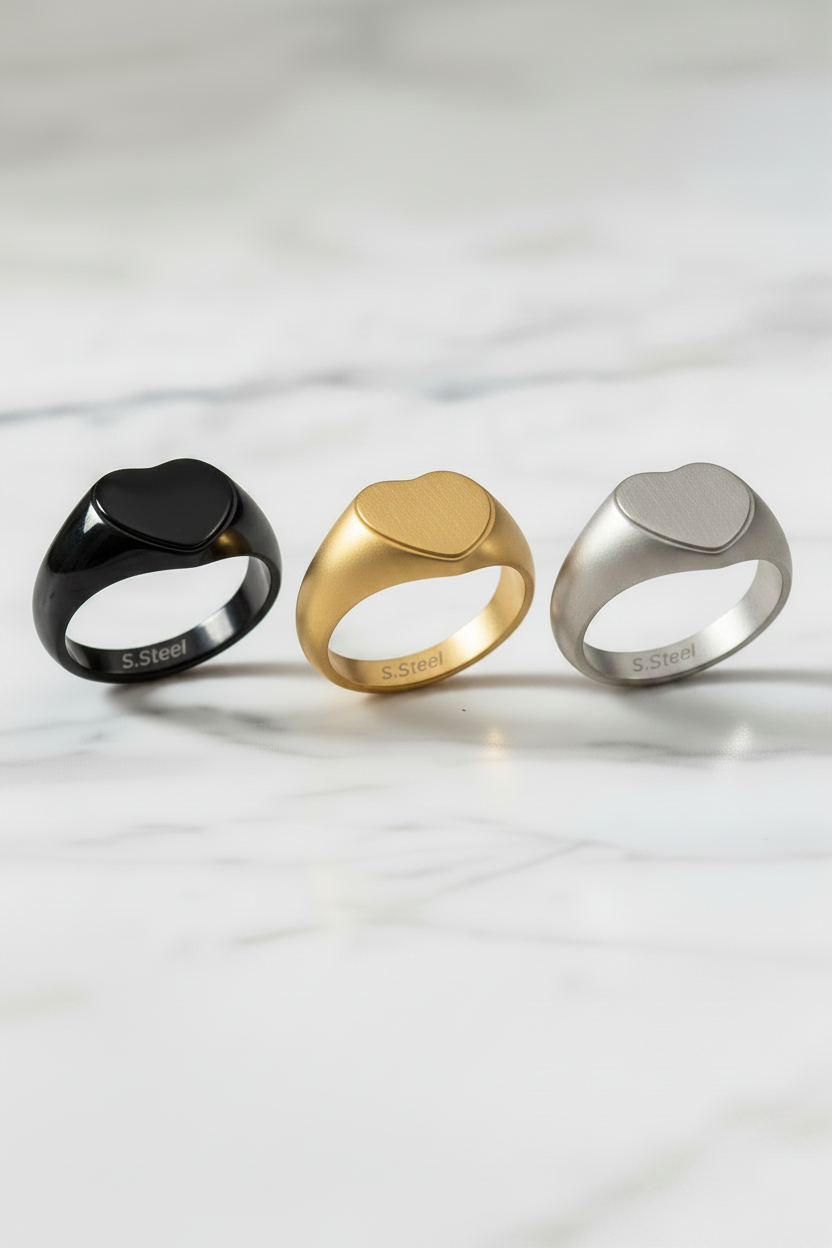 Anello cuore acciaio