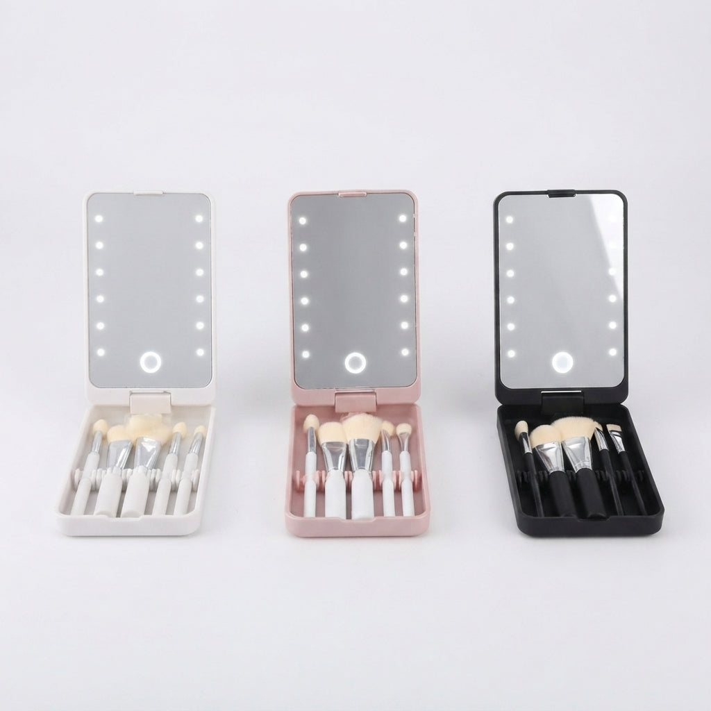 Set di pennelli con specchio led