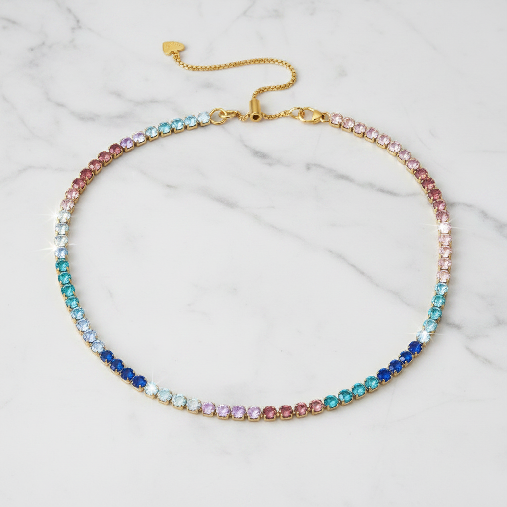 Collana tennis multicolore