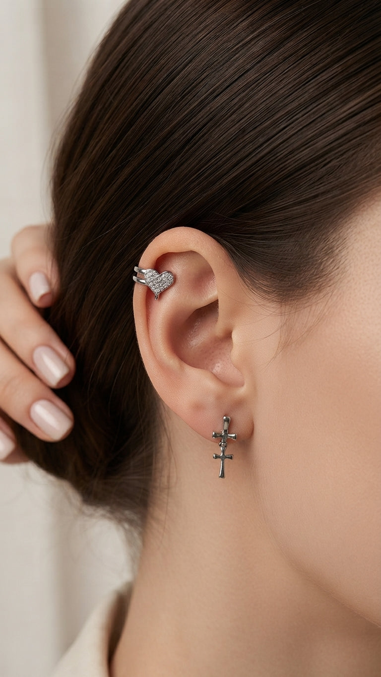 Ear Cuff cuore cristalli