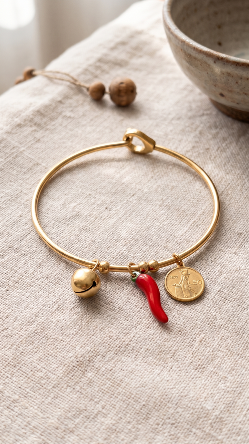Bracciale rigido portafortuna gold