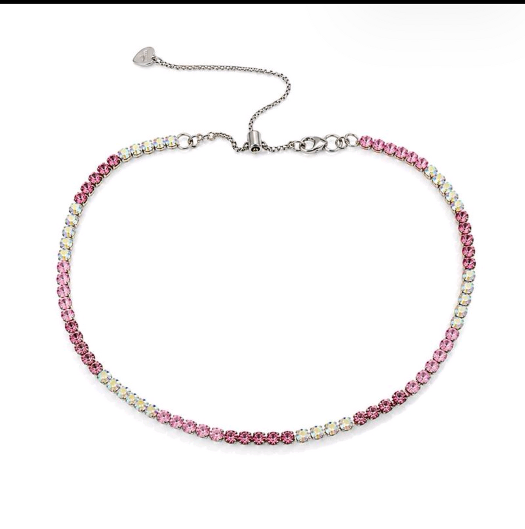 Collana tennis rosa e aurora boreale (silver)