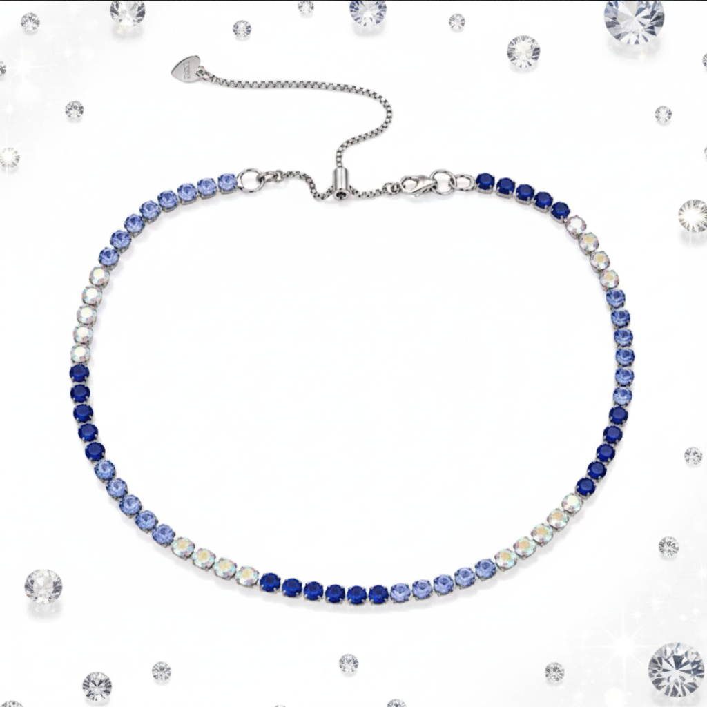 Collana tennis blu e aurora boreale